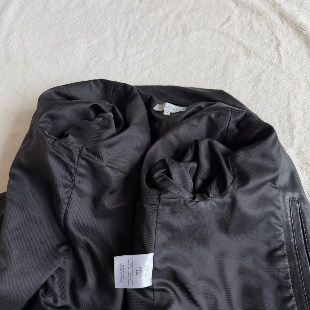 IRO Leather Black Moto Long Sleeve Jacket IT34 US XS (0-2) - Picture 11 of 13